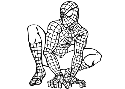 Drawing of SpiderMan ready to act